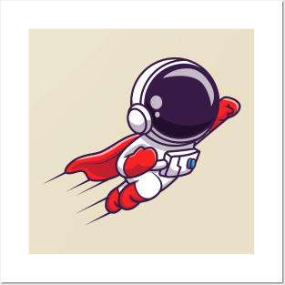 Cute Astronaut Super Hero Flying Posters and Art